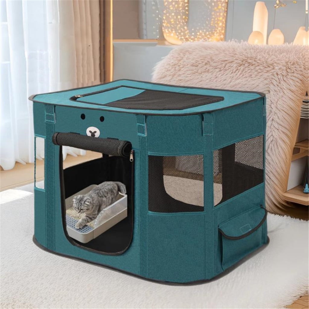 Indoor Cat Cage & Birthing Room - Foldable Pet Playpen for Cats, Kittens & Small Pets (4 Sizes) - Scratch-Resistant Oxford Cloth Crate with Storage