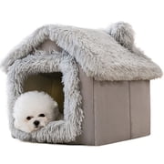 Indoor Cat House ,Warm Puppy Bed with Roof,Collapsible Warm Cat Bed,Washable Pet Bed with Cave, Cat Tent with Removable Cushioned Pillow,
