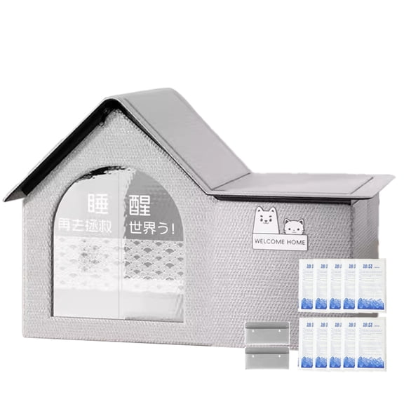 Indoor Cat Shelter Cooling|Foldable Cat Cooler Kennel Resting For Sleeping With 10 Ice Packs|Sloped