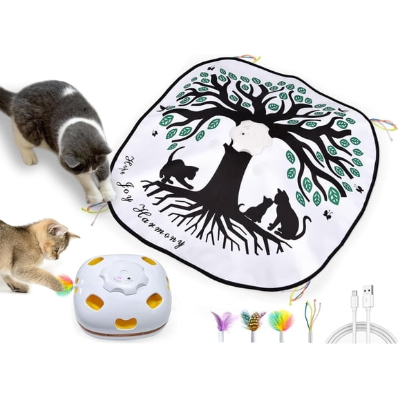 for Indoor Cats 4 in 1 Interactive Automatic   for Bored Indoor Adult Cats Kitten   8 Hole Mice Whack-A-Mole,  and Seek, Moving , 5 count DIY Replacement