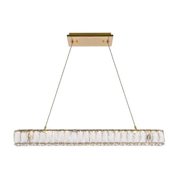 Indoor Ceiling Decorative Iron And Stainless Steel Monroe 31 Inch Led Linear Pendant - Gold
