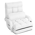 thumbnail image 1 of Indoor Chaise Lounge Sofa, Folding Lazy Sofa Floor Chair w/ 5-Position Adjustable Backrest Lumbar Pillow, Lounger Bed with Armrests (White), 1 of 9