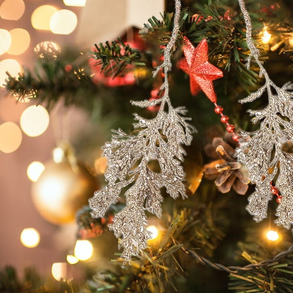 Indoor Christmas Decor, Adhesive Glitter Sequins Fruit Tree Branches Tassel Long Flower Strings Christmas Tree Rattan Hanging Decorations Holiday Decorations