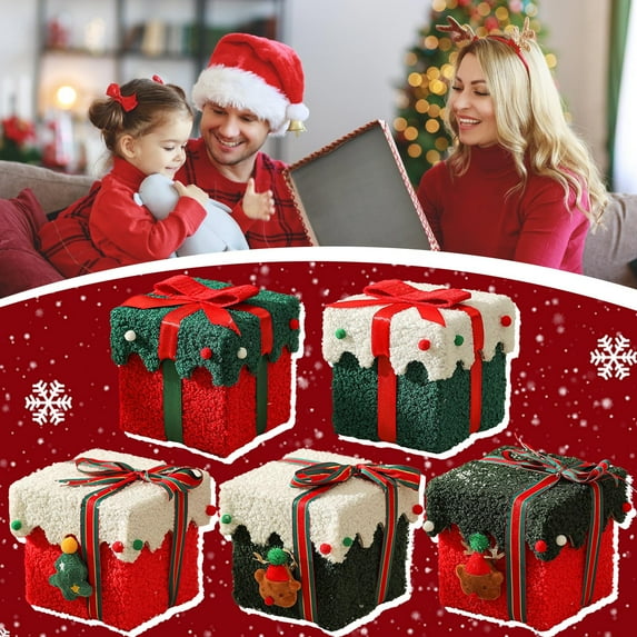 Indoor Christmas Decor, Christmas Gift Box Packaging High-grade Thickened Velvet Christmas Gift Box High-value Candy Gift Box Empty Box