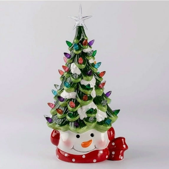 Indoor Christmas Decor, Resin Christmas Tree Tabletop Decoration With Lights - 11 Inch For Home Office And Holiday Decorations