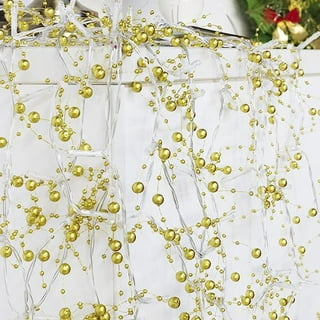 5m Plastic Beads New Year Tinsel Christmas Tree Beads Chain Decoration Gold  Christmas Garland Chain Window J7W0 