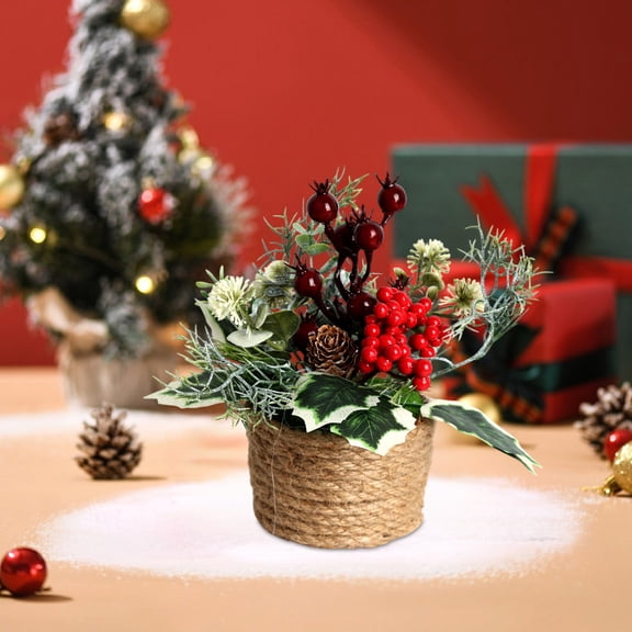 Indoor Christmas Decorations New Christmas Artificial Berry Plant Ornaments Christmas Tree Christmas Decoration Scene Setting for Living Room Desk Bedroom Ornaments B One Size
