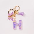 thumbnail image 1 of Indoor Christmas Decorations New Initial Letter Keychains for Women Tassel Purple Cute Car Keychain for Wallet Backpack Bag, H, 1 of 4