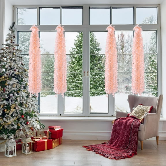 Indoor Christmas Decorations,Wisteria Hanging Flowers Garland, Artificial Flower Vines, Fake Wisteria, Artificial Vines Hanging Garland for Backdrop Outdoor Yard Garden Decor(Rose Gold)