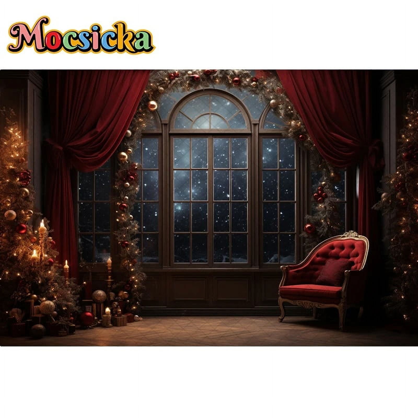 Indoor Christmas Window Backdrop For Kids Family Portrait Birthday ...