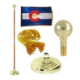 thumbnail image 1 of Super Tough Colorado State Indoor Flag 3ft x 5ft, Flagpole, Base & Tassel | Indoor Flag with Gold Fringe & Pole Kit | Aluminum Brass Finish Flagpole, Shiny Gold | Parade Ball - 7 ft Pole, 1 of 3