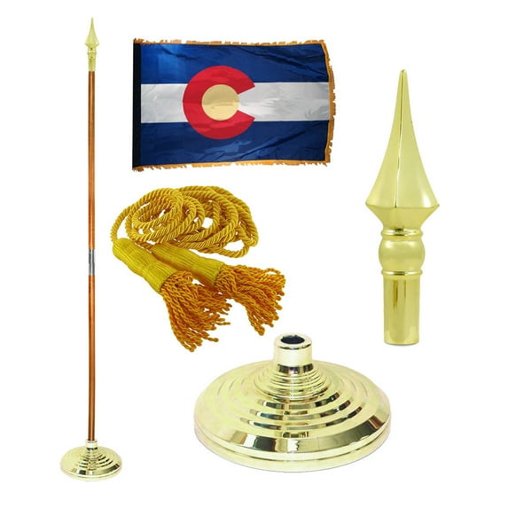 Indoor Colorado State Flag Kit - 8ft Pole - Spear Plastic