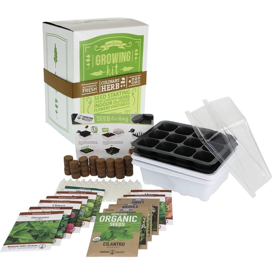Culinary Indoor Herb Garden Starter Kit | Deluxe Herb Seeds | 12 Non-GMO Varieties | Grow Cooking Herbs & Spices | Seeds: Cilantro, Arugula, Thyme, Sage, Chives, Dill, Basil, More