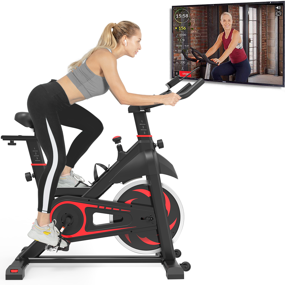 Indoor Cycling Bike Professional Stationary Exercise Bike Smooth Quiet Belt Drive Cycling Bike Exercise Bike with Digital Monitor Adjustable