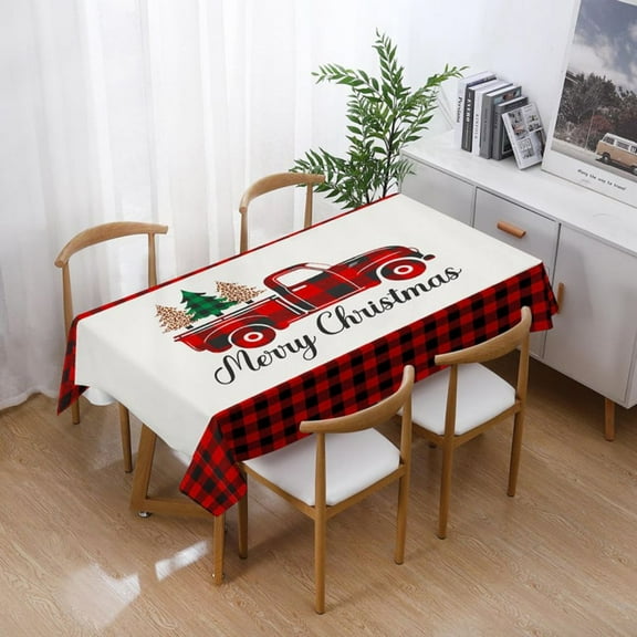 Indoor Decoration Table Cloth Rectangle Tablecloth - Polyester Oblong Party Dining Table Cover Green Red Buffalo Plaid Tree Fabric 140*140cm White