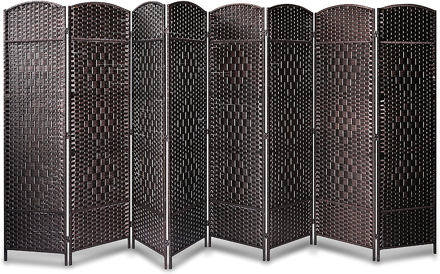 Brown Woven Fiber 8-Panel Foldable Room Divider