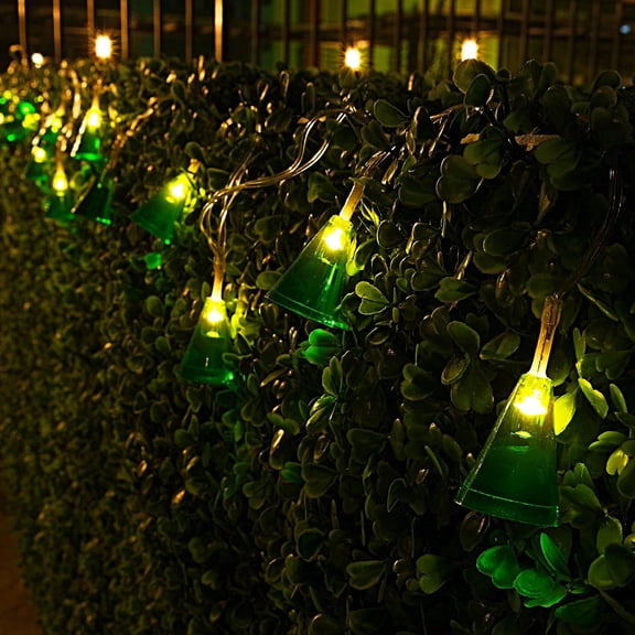 9.84ft 20 LED Krypton Green Conical LED String Lights, 8 Modes, Ambience Pro, Damp Location, Battery Powered
