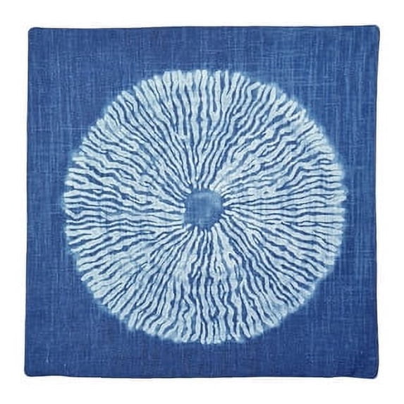 Indoor Decorative Throw Pillows Cushion Cover: Navy Blue and Linen, Reversible, 18”, Nautical Design (Design H, 2)