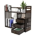 thumbnail image 1 of Indoor Desktop Table Bamboo Bookshelf Organizer Storage Display Rack & 3 Drawers, 1 of 23