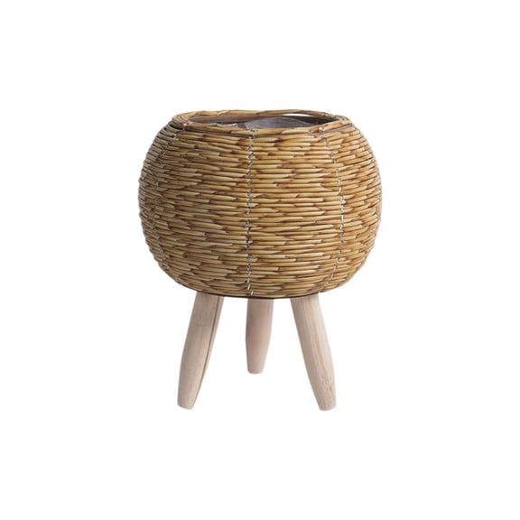 Indoor Desktop Woven Flower Pot with Triangular Support for Plants, Storage Container, and Home Decor in Yellow