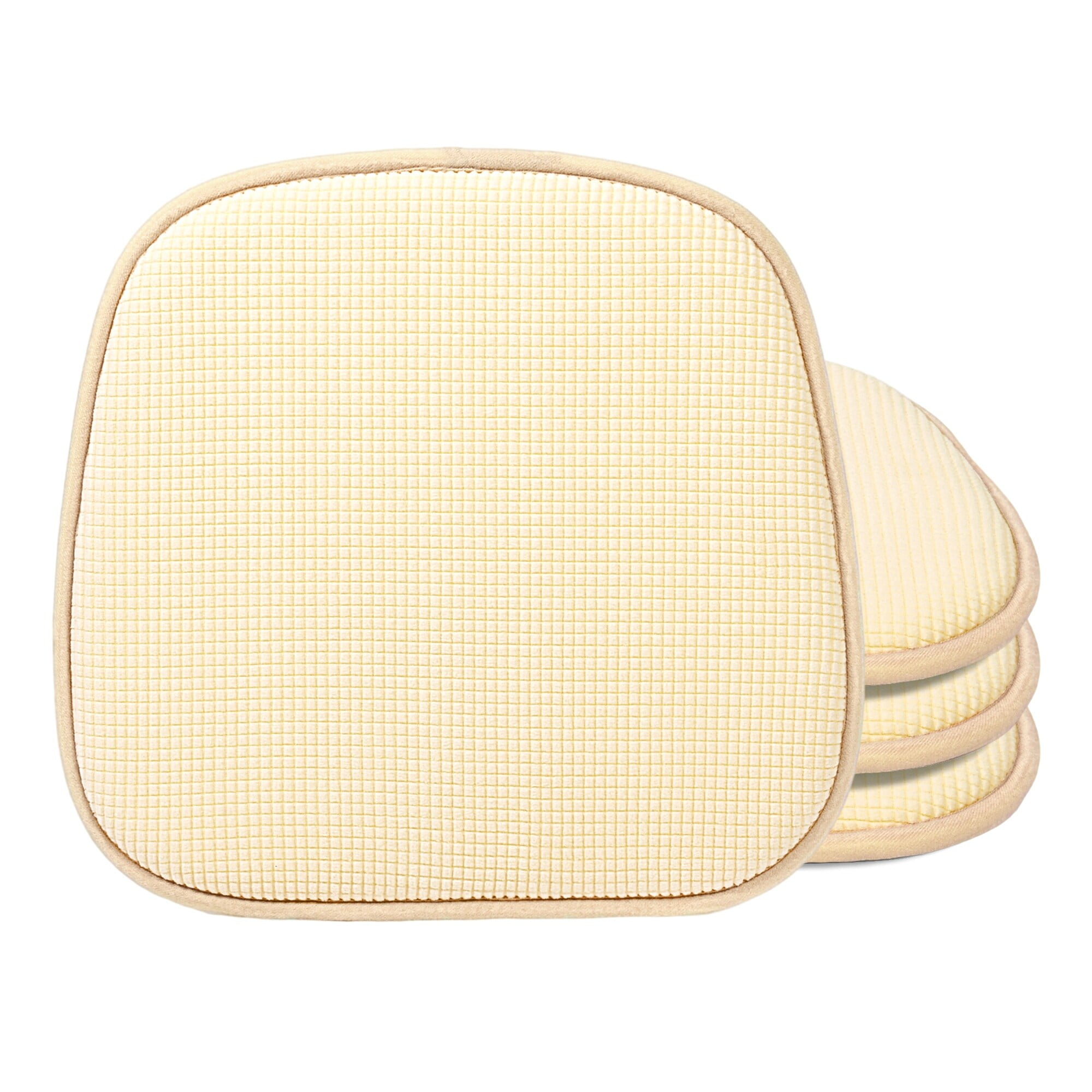 Beige U-Shaped Velvet Indoor Dining Chair Cushions Set of 4