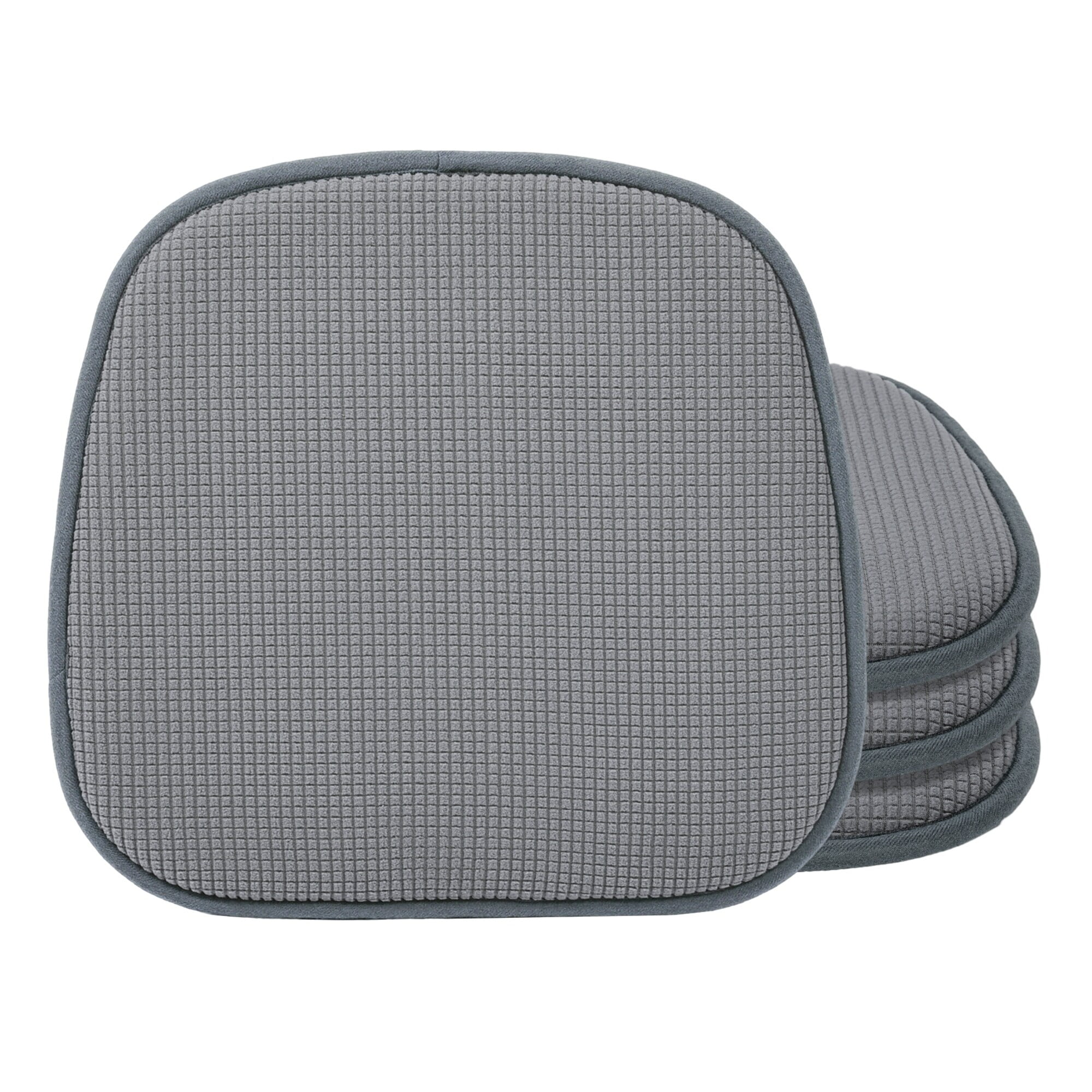 Gray Short Plush U-Shaped Dining Chair Cushions Set of 4