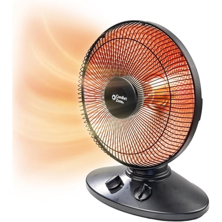 Indoor Dish Space Heater with 70-degree Oscillation, Parabolic, Radiant, Electric, Adjustable Tilt, Tip Over Switch & Overheat Protection Sensor, Ideal for Garage, Workshop, 1,000W