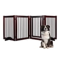 thumbnail image 1 of Indoor Dog Gate, Wooden Freestanding Pet Gate, Foldable Dog Gates for Doorways, No Drilling for The House, Doorways, Hallways,or Stairs, 30" Height 4 Panels Set of Support Feet Included (Espresso), 1 of 7
