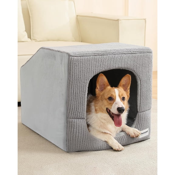 Indoor Dog House for Extra Large Medium Small Sized Dogs - Dog Tent with Washable Removable Cover, Pet Orthopedic Dog Cave Bed Egg-Crate Foam Cushion, Inside Dog House Large Space(L)