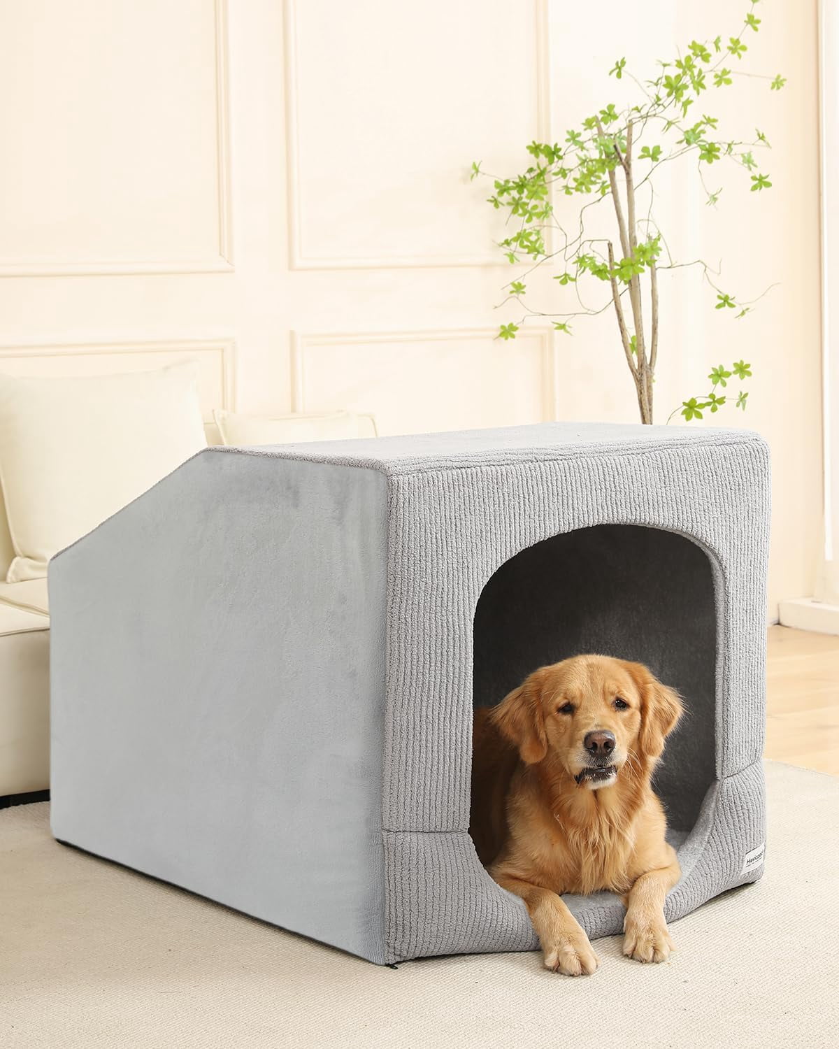 Indoor Dog House for Extra Large Medium Small Sized Dogs - Dog Tent with Washable Removable Cover, Pet Orthopedic Dog Cave Bed Egg-Crate Foam Cushion, Inside Dog House Large Space(XXL)