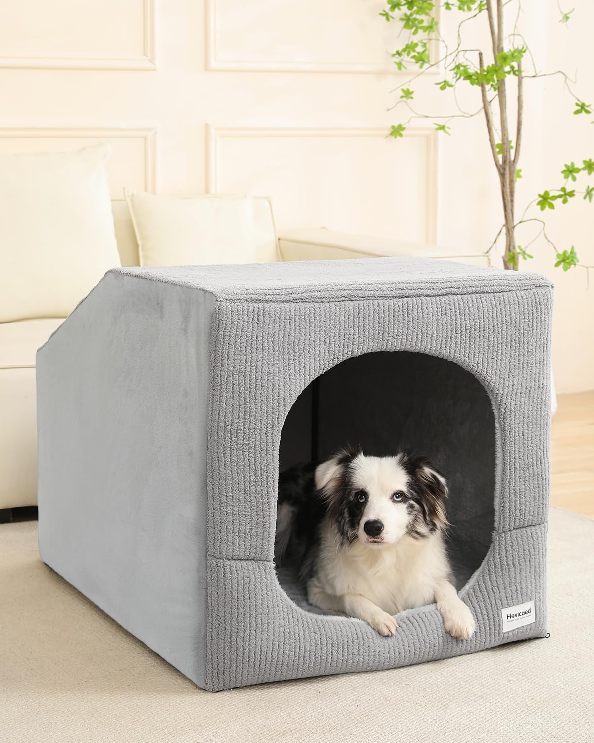 Indoor Dog House for Extra Large Medium Small Sized Dogs - Dog Tent with Washable Removable Cover, Pet Orthopedic Dog Cave Bed Egg-Crate Foam Cushion, Inside Dog House Large Space(XL)