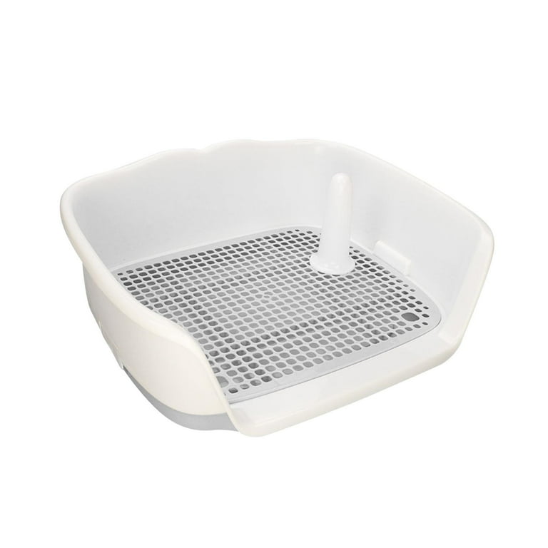 Esquirla Indoor Dog Potty Tray Small Dog Urinal Keep Floors Clean with Fence Pee Training Tray Restroom Pee Pad Holder Guardrail Dog Toilet Gray Size