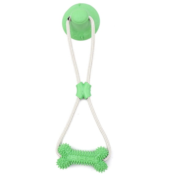 Indoor Dog Tug Toy with Suction Cup Base, Textured Bone Chew Head and ...