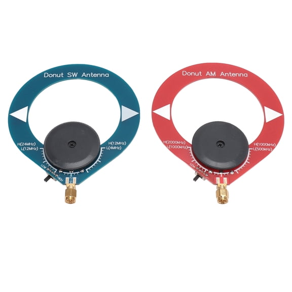 Indoor Donut AM and SW Loop Antenna Replacement Set High Gain Medium Shortwave Radio Antennas with SMA Male Interface for Home Stereo Receivers, 2 Pcs / 2 Pieces