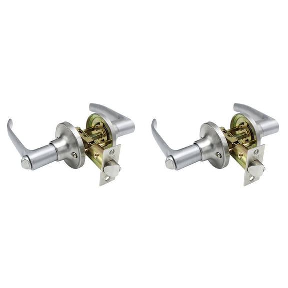 Indoor Door Lock Kit - 2-Pack Aluminum Alloy Silver Door Handle Locks for Bedroom, Living Room, Bathroom