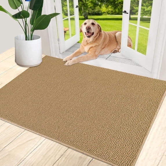 Indoor Door Mat, 20"x32" Dog Mats for Muddy Paws, Rubber Backing Non Slip Super Absorbent Washable Entryway Rug, Low-Profile Front Back Door Mats, Inside Floor Doormats for Entryway, Brown5080