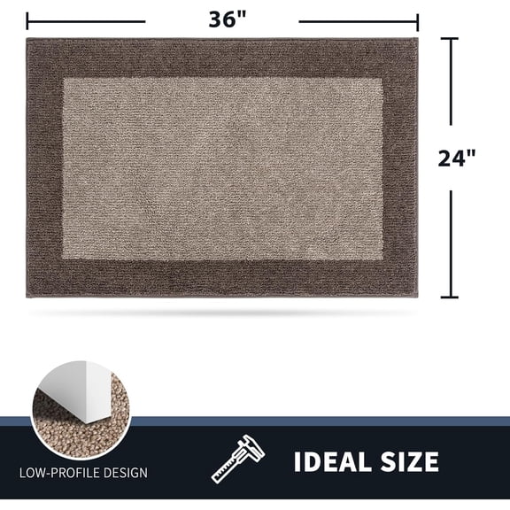 Indoor Door Mat 24 x 36 Entry Rug Beige & Brown, Smart Savings Option, Non-Slip Absorbent Mat for Mud, Shoes & Pets