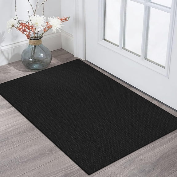 Indoor Door Mat 2x3 Ft Small Area Rugs Washable Front Non Slip Rubber Backed Entryway Rug Cotton Entrance Doormat For Porch Bathroom Kitchen Bedroom Black/dark Grey