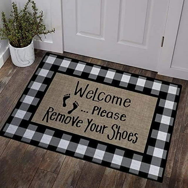 Indoor Door Mat Absorbent Non Slip Rubber Washable Doormat Please