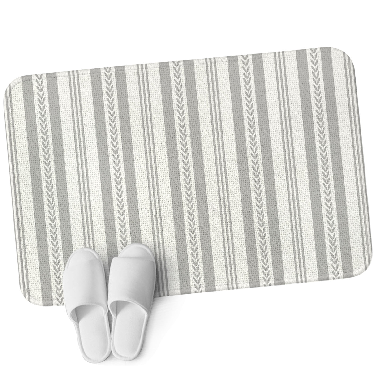 Indoor Door Mat, Grey Line Striped Absorbent Non Slip Washable Rug ...