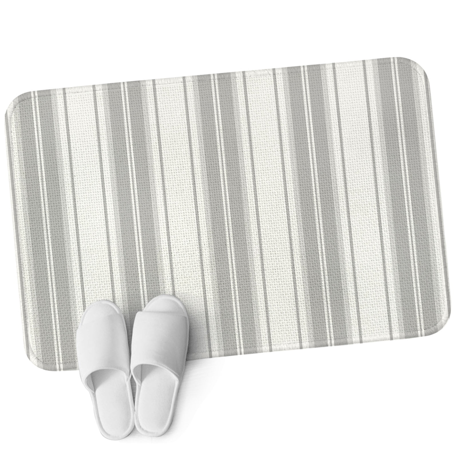 Indoor Door Mat, Grey Striped Absorbent Non Slip Washable Rug, Modern ...