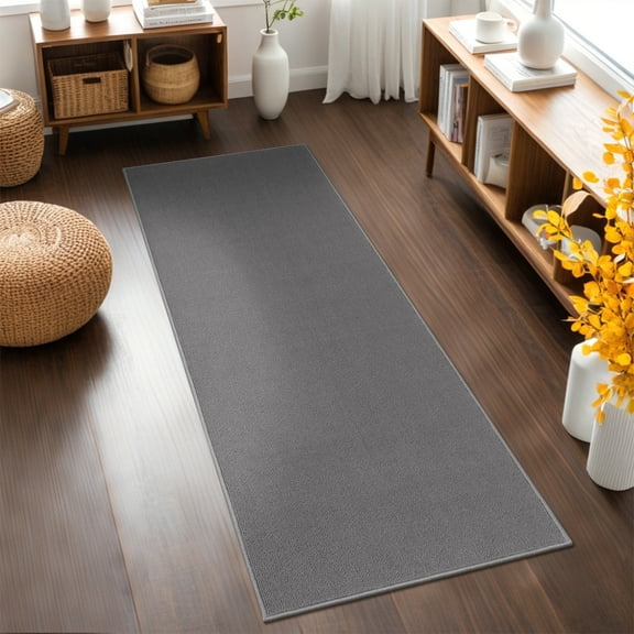 MeyJey 2'x6' Runner Rug Non Slip Washable Farmhouse Hallway Rug for Kitchen/Laundry Room, Gray