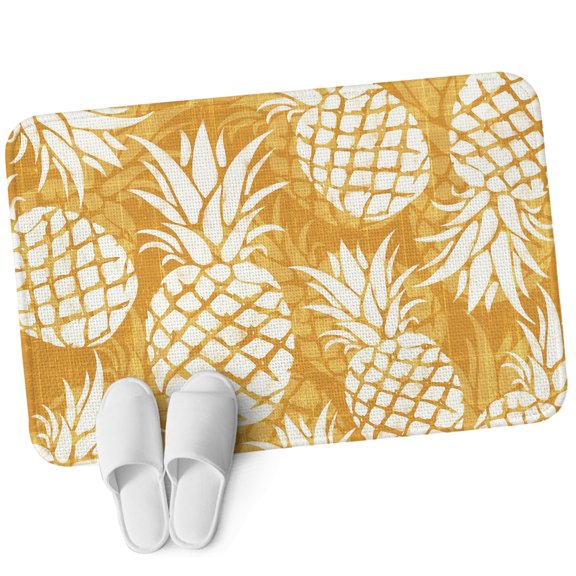 Indoor Door Mat, Orange Pineapple Absorbent Non Slip Washable Rug, Tropical Summer Botanical Fruits Low Profile Small Welcome Floor Mats for Entryway, Front Door, RV, 16x24 In