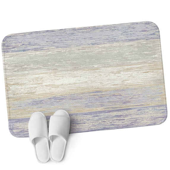 Indoor Door Mat, Purple Grey Absorbent Non Slip Washable Rug, Farmhouse Gray Barn Wooden Vintage Striped Low Profile Small Welcome Floor Mats for Entryway, Front Door, RV, 16x24 In