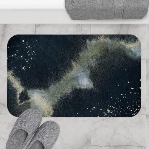 Indoor Doormat Boho Dark Night Sky Pattern Non Slip Soft Mat Modern Abstract Art Bathroom Rug 16x24 Inch Black and Beige