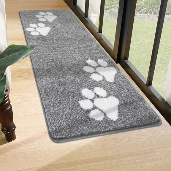 Indoor Doormat Entryway Door Mat, Non Slip Absorbent Mud Trapper Mats, Low-Profile Inside Floor Mats, Soft Washable Small Mats Door Carpet for Entryway (Grey, 20''''x48'''')