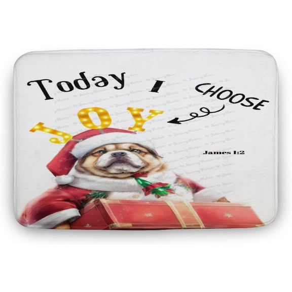 Indoor Doormat,Front Back Door Mat Non Slip Door Mats,16"x24" Entryway Doormat Inside Floor Mats Entrance Machine Washable, Santa Today I Choose Joy Dog
