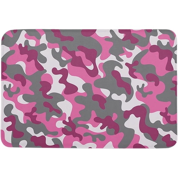 Indoor Doormat,Front Back Door Mats with Non Slip Backing,Abstract Pink Gray Camouflage Welcome Entrance Floor Mat for Outdoor Entry Way, Bathroom Kitchen Rugs 16x24 Inch
