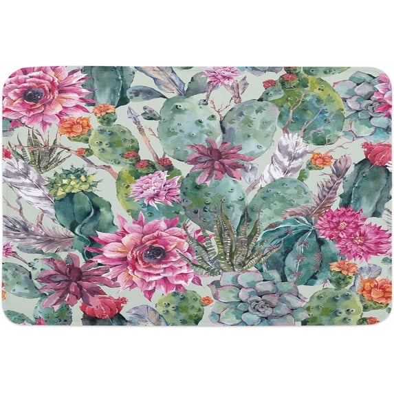 Indoor Doormat,Front Back Door Mats with Non Slip Backing,Cactus,Colored Drawing Plant Flower Welcome Entrance Floor Mat for Outdoor Entry Way, Bathroom Kitchen Rugs 16x24 Inch