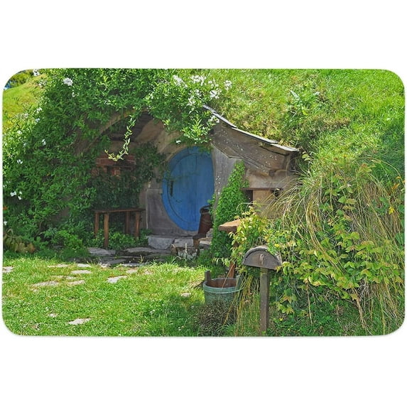 Indoor Doormat,Front Back Door Mats with Non Slip Backing,Hobbit Village Pattern Welcome Entrance Floor Mat for Outdoor Entry Way, Bathroom Kitchen Rugs 18x30 Inch